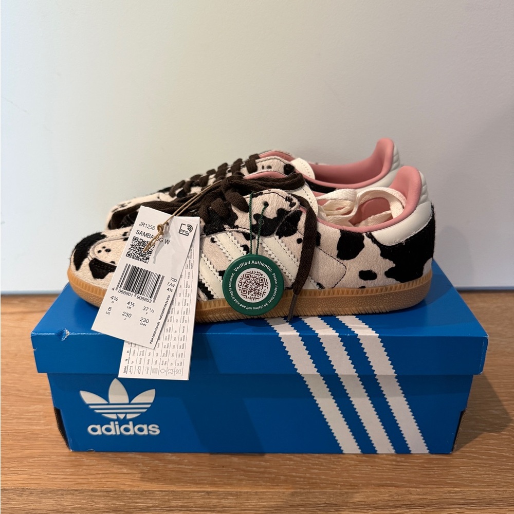 NWT in box Adidas Women’s Sneakers - Black and Pink Cow Print